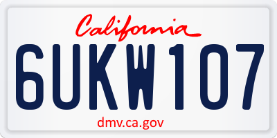 CA license plate 6UKW107