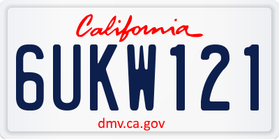 CA license plate 6UKW121