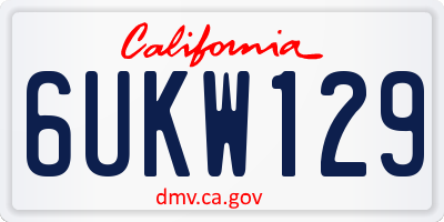 CA license plate 6UKW129