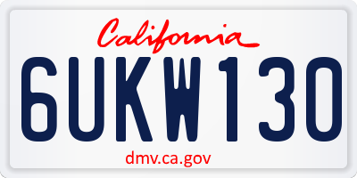 CA license plate 6UKW130