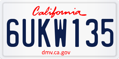 CA license plate 6UKW135