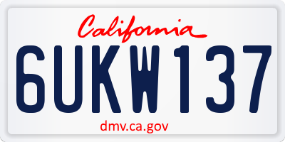 CA license plate 6UKW137