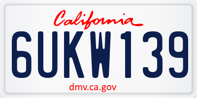 CA license plate 6UKW139