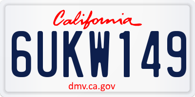 CA license plate 6UKW149