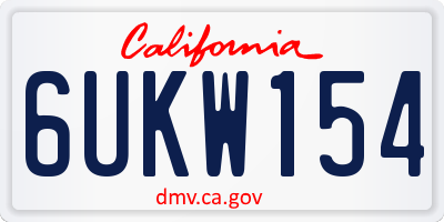 CA license plate 6UKW154