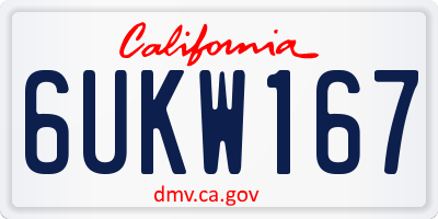 CA license plate 6UKW167