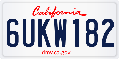 CA license plate 6UKW182