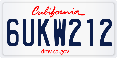 CA license plate 6UKW212