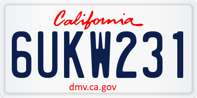 CA license plate 6UKW231