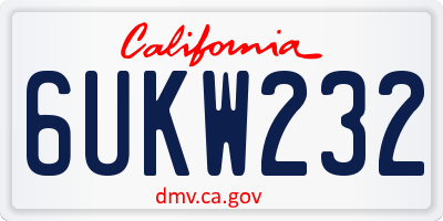 CA license plate 6UKW232