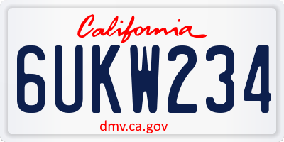CA license plate 6UKW234