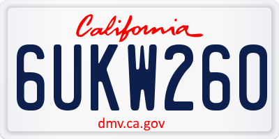 CA license plate 6UKW260