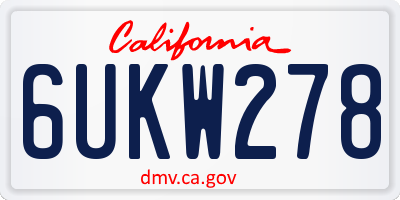 CA license plate 6UKW278