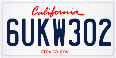 CA license plate 6UKW302