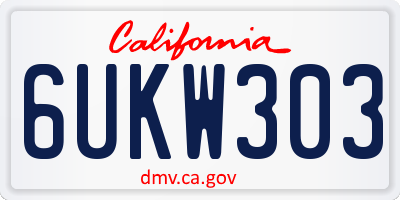 CA license plate 6UKW303