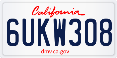 CA license plate 6UKW308