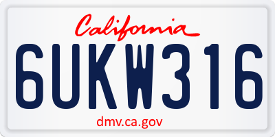 CA license plate 6UKW316