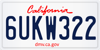 CA license plate 6UKW322