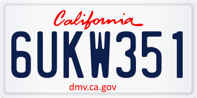 CA license plate 6UKW351
