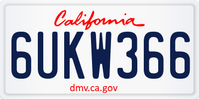 CA license plate 6UKW366