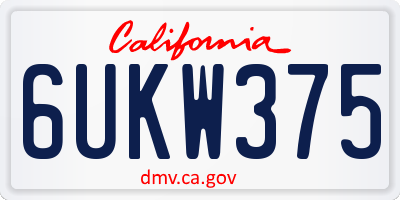 CA license plate 6UKW375