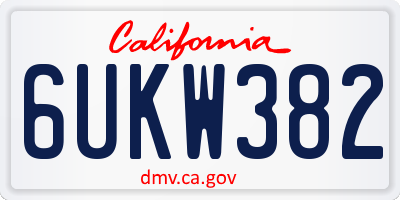 CA license plate 6UKW382