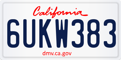 CA license plate 6UKW383