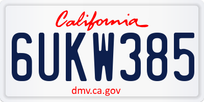CA license plate 6UKW385