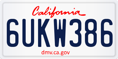 CA license plate 6UKW386