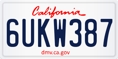 CA license plate 6UKW387