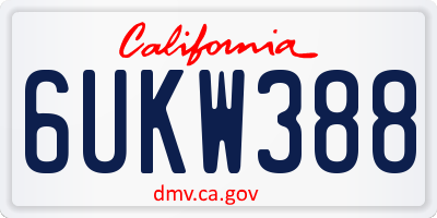 CA license plate 6UKW388
