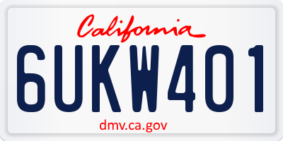 CA license plate 6UKW401
