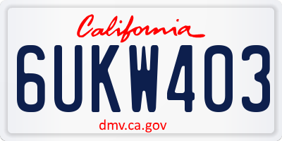 CA license plate 6UKW403