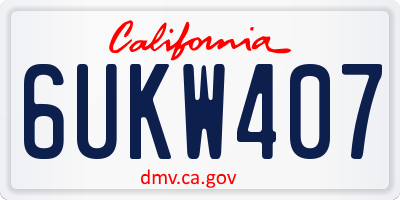 CA license plate 6UKW407
