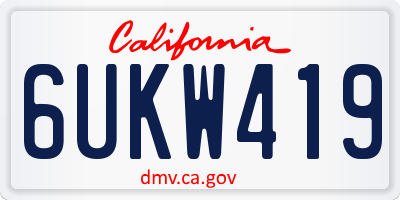 CA license plate 6UKW419