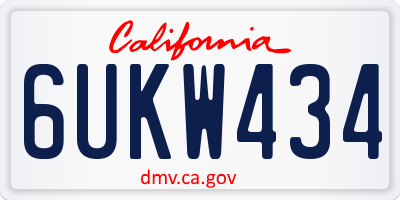 CA license plate 6UKW434