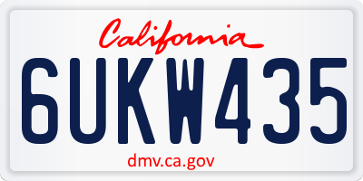 CA license plate 6UKW435