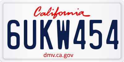 CA license plate 6UKW454