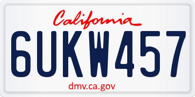 CA license plate 6UKW457