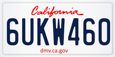 CA license plate 6UKW460