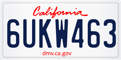 CA license plate 6UKW463