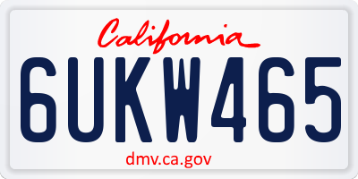 CA license plate 6UKW465