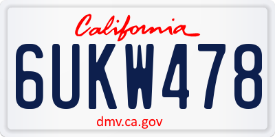 CA license plate 6UKW478