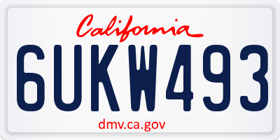 CA license plate 6UKW493