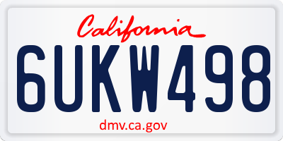 CA license plate 6UKW498