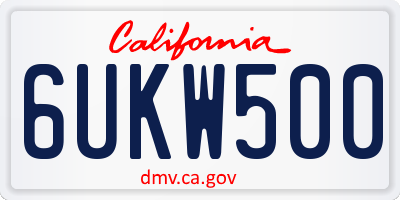 CA license plate 6UKW500