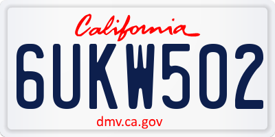 CA license plate 6UKW502