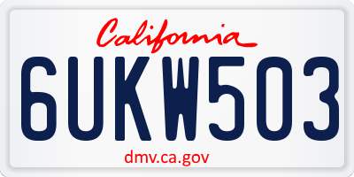 CA license plate 6UKW503