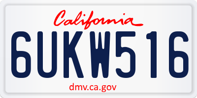 CA license plate 6UKW516