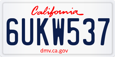 CA license plate 6UKW537
